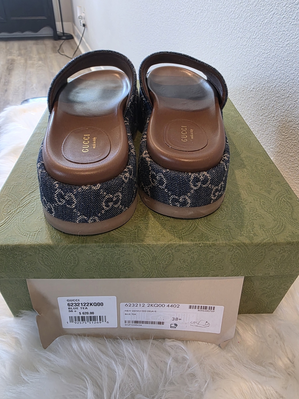 Gucci Denim GG Platform Slide Sandals - Indigo - Picture 2 of 13
